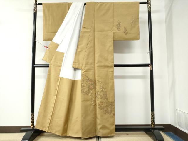 平和屋着物●京の名門・菱屋六右ェ門 紬 訪問着 道長吉祥草花文 正絹 逸品 CAAW7532yc
