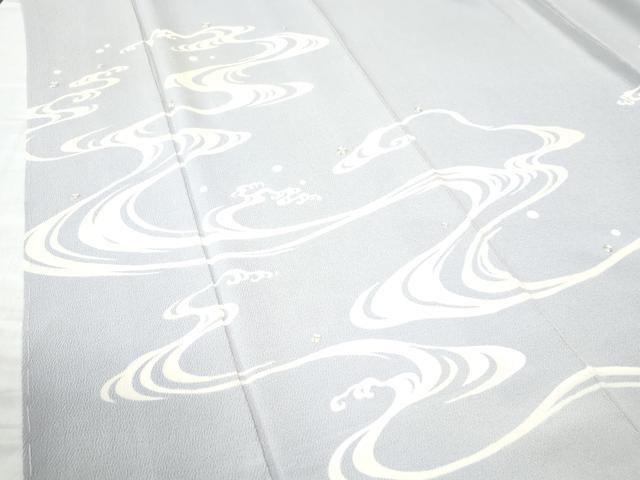 平和屋着物●訪問着 駒刺繍 立波文 鬼しぼ縮緬 正絹 逸品 CAAW7597yc