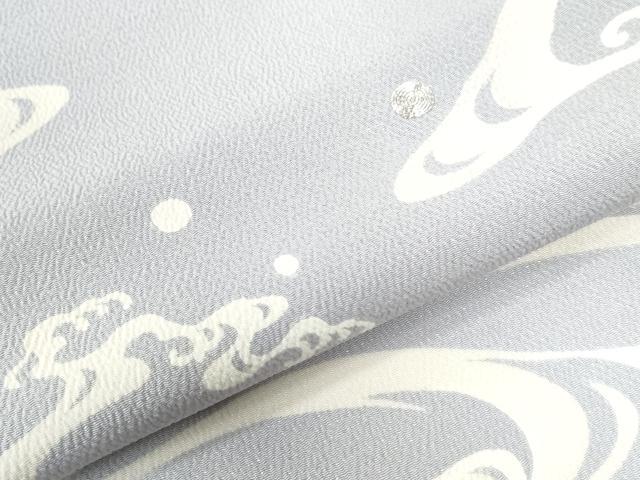 平和屋着物●訪問着 駒刺繍 立波文 鬼しぼ縮緬 正絹 逸品 CAAW7597yc