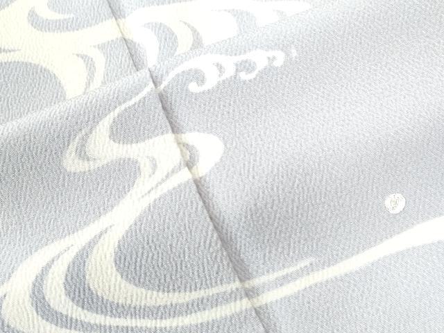 平和屋着物●訪問着 駒刺繍 立波文 鬼しぼ縮緬 正絹 逸品 CAAW7597yc