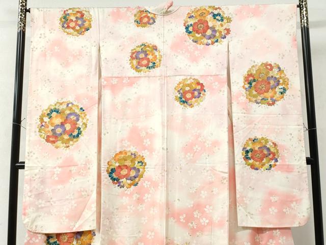 平和屋着物●豪華振袖 駒刺繍 花丸文 暈し染め 金彩 正絹 逸品 CAAW7603yc