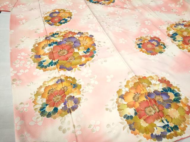 平和屋着物●豪華振袖 駒刺繍 花丸文 暈し染め 金彩 正絹 逸品 CAAW7603yc