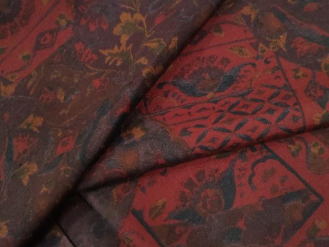 平和屋着物●上質な小紋 紬地 更紗吉祥花文 正絹 逸品 CAAW7651yc