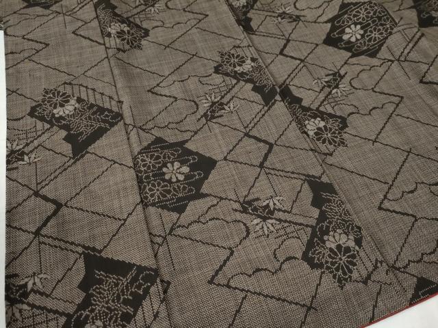 平和屋着物●本場大島紬 7マルキ 吉祥草花文 正絹 逸品 CAAW7666yc
