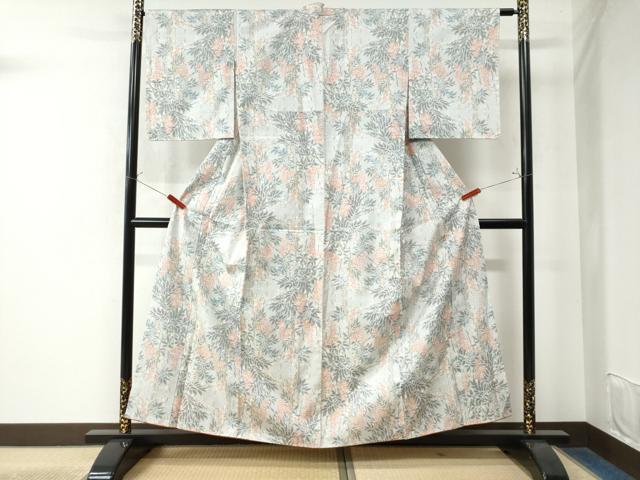 平和屋着物●本場大島紬 白大島 7マルキ 枝花文 正絹 逸品 未使用 CAAW7719yc