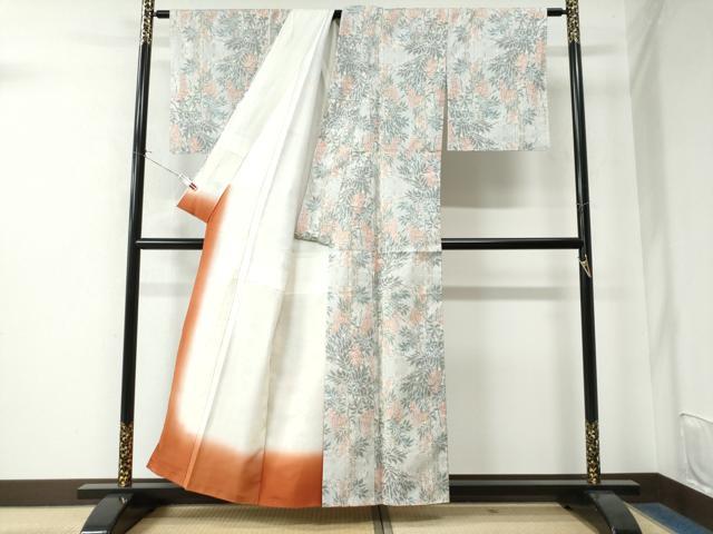 平和屋着物●本場大島紬 白大島 7マルキ 枝花文 正絹 逸品 未使用 CAAW7719yc