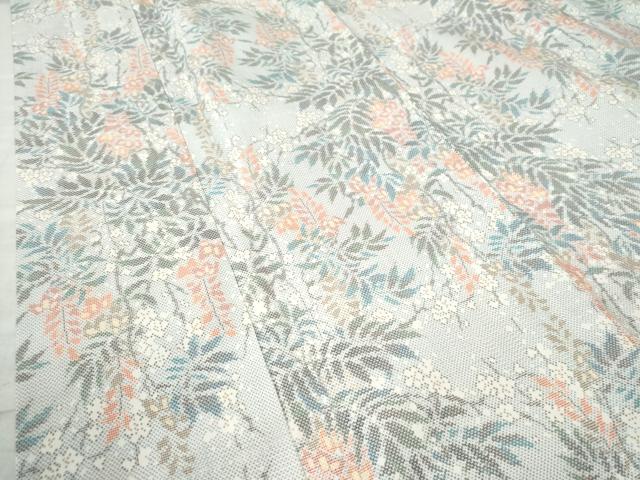 平和屋着物●本場大島紬 白大島 7マルキ 枝花文 正絹 逸品 未使用 CAAW7719yc