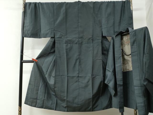 平和屋着物●男性 お召 アンサンブル 亀甲柄 キングサイズ 正絹 逸品 CAAW7742yc