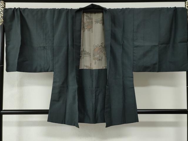 平和屋着物●男性 お召 アンサンブル 亀甲柄 キングサイズ 正絹 逸品 CAAW7742yc