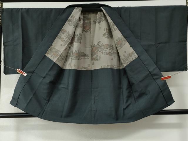 平和屋着物●男性 お召 アンサンブル 亀甲柄 キングサイズ 正絹 逸品 CAAW7742yc