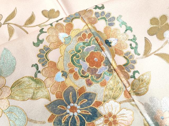 平和屋着物●訪問着 更紗花唐草文 暈し染め 金銀彩 正絹 逸品 CAAW7791yc