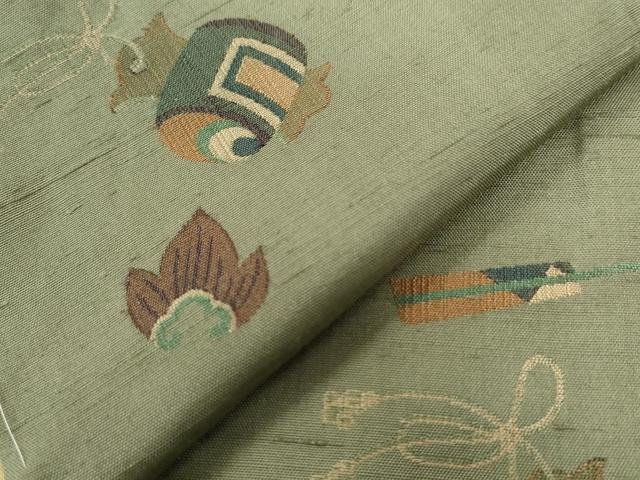 平和屋着物●京の名門・菱屋六右ェ門 紬 打ち出の小槌 扇 正絹 逸品 未使用 CAAW7792yc