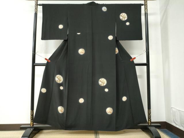平和屋着物●訪問着 風景枝花文 蛍暈し 黒地 正絹 逸品 CAAW7798yc