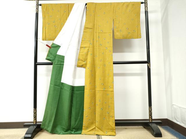 平和屋着物●上質な小紋 草花文 金彩 正絹 逸品 CAAW7823yc