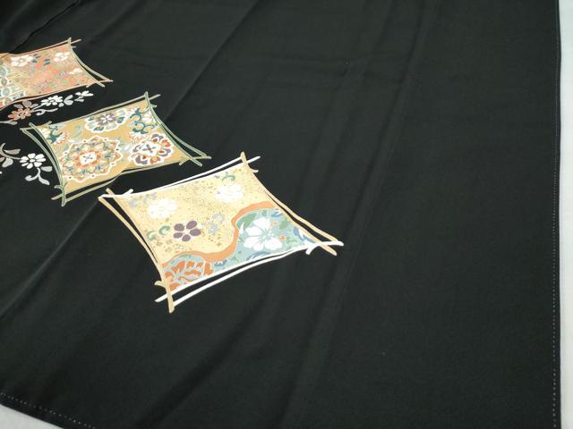 平和屋着物●豪華黒留袖 駒刺繍 溢れ松葉菱吉祥花唐草文 金彩 正絹 逸品 CAAW7897yc