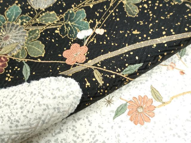 平和屋着物●訪問着 絞り 刺繍 吹き寄せ花蝶文 金彩 正絹 逸品 CAAW7898yc