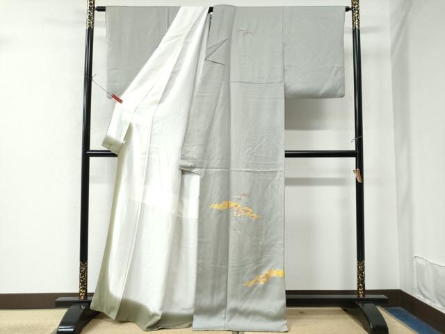 平和屋着物●訪問着 総刺繍 雲取り几帳枝花文 金彩 正絹 逸品 CAAW7907yc