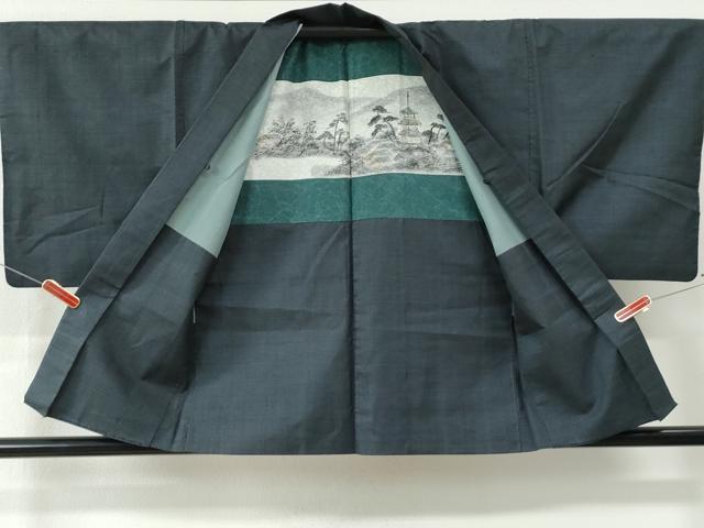 平和屋着物●男性 本場大島紬 アンサンブル 80亀甲 総詰め 正絹 逸品 CAAW7936yc
