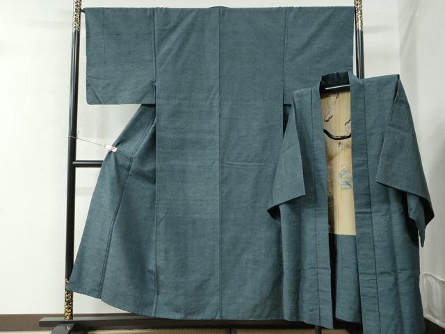 平和屋着物●男性 紬 アンサンブル 色無地 御召茶色 正絹 逸品 CAAW7949yc
