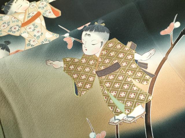 平和屋着物●豪華黒留袖 童子遊び 暈し染め 正絹 逸品 CAAW7955yc