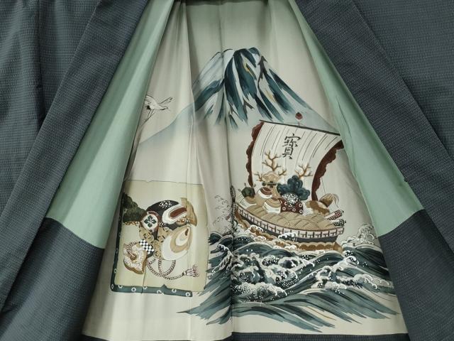 平和屋着物●男性 本場大島紬 アンサンブル 亀甲萬葉 井田哲則作 キングサイズ ますいわ屋扱い 証紙付き 正絹 逸品 CAAW7988yc