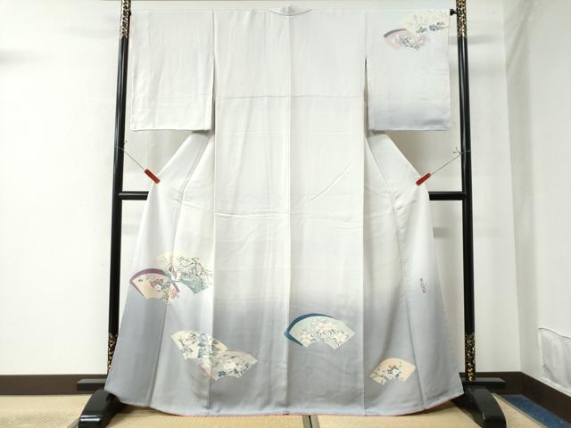 平和屋着物●訪問着 友禅 作家物 地紙鴛鴦枝花文 暈し染め 正絹 逸品 CAAW7991yc