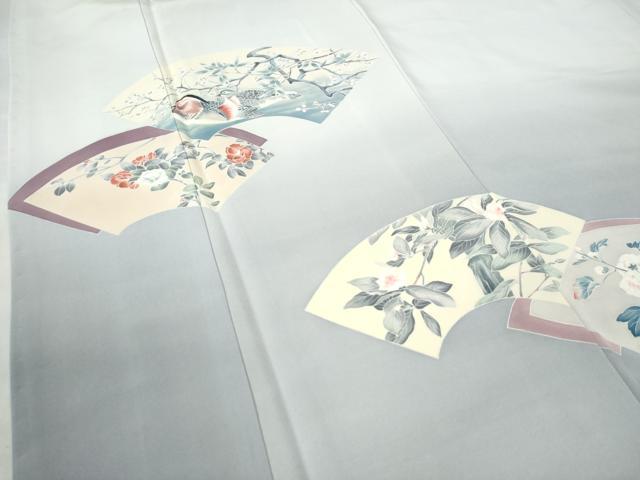 平和屋着物●訪問着 友禅 作家物 地紙鴛鴦枝花文 暈し染め 正絹 逸品 CAAW7991yc
