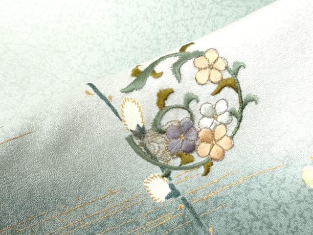 平和屋着物●訪問着 刺繍 枝蕾花唐草文 暈し染め 金彩 正絹 逸品 CAAW8025yc