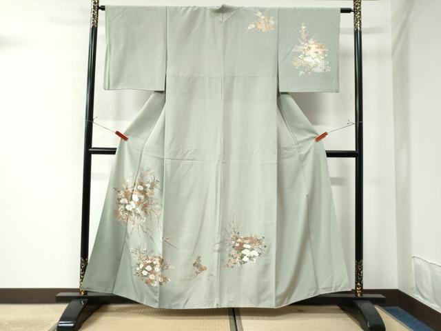 平和屋着物●訪問着 扇面吉祥草花文 金彩 正絹 逸品 CAAW8162yc