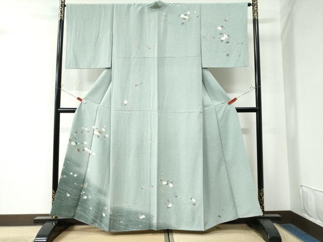 平和屋着物●訪問着 友禅 竜田川枝花文 たたき染め 正絹 逸品 CAAW8254yc