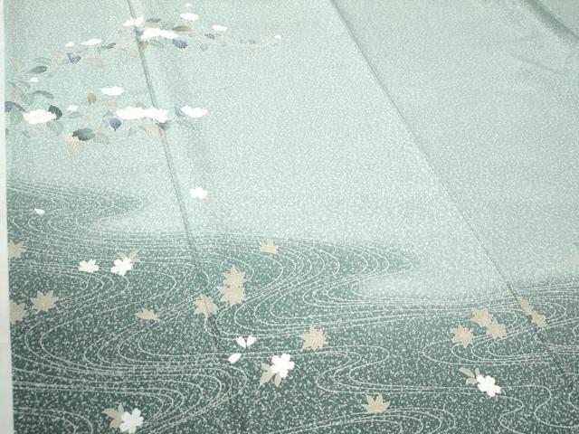 平和屋着物●訪問着 友禅 竜田川枝花文 たたき染め 正絹 逸品 CAAW8254yc