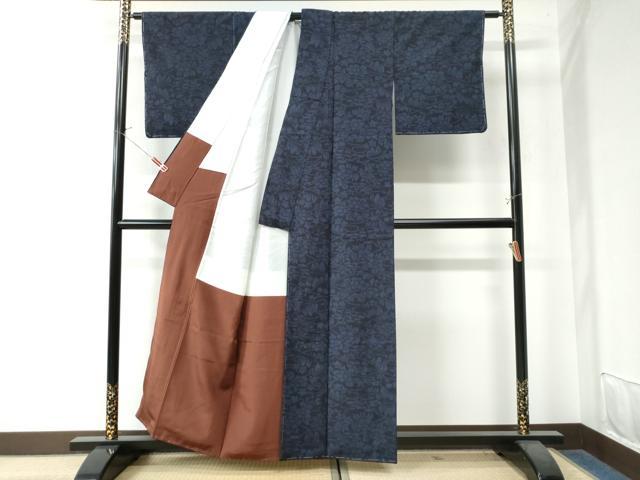 平和屋着物●結城紬 草花文 正絹 逸品 未使用 CAAW8294yc