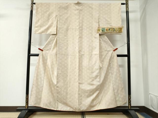 平和屋着物●本場真綿結城紬 100亀甲 麻の葉文様 証紙付き 正絹 逸品 CAAW8307yc