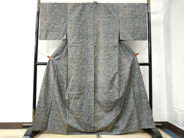 平和屋着物●上質な紬 枝花文 正絹 逸品 CAAW8339yc