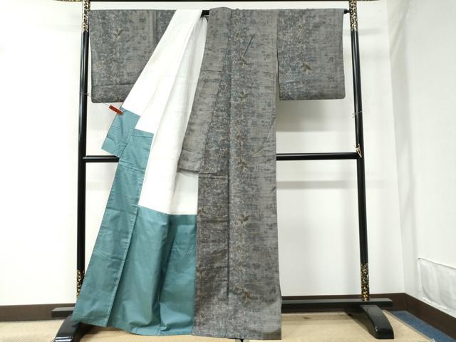 平和屋着物●上質な紬 枝花文 正絹 逸品 CAAW8339yc