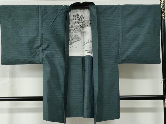 平和屋着物●男性 本場大島紬 アンサンブル 格子 正絹 逸品 CAAW8347yc