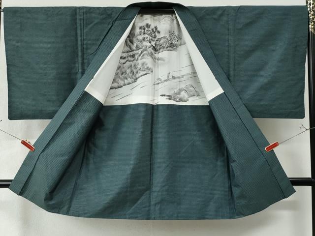 平和屋着物●男性 本場大島紬 アンサンブル 格子 正絹 逸品 CAAW8347yc