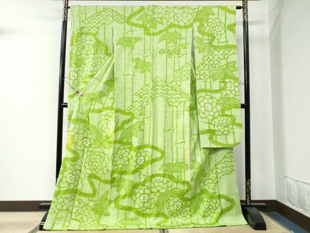 平和屋着物●豪華振袖 総絞り 笹竹吉祥花文 正絹 逸品 CAAW8349yc