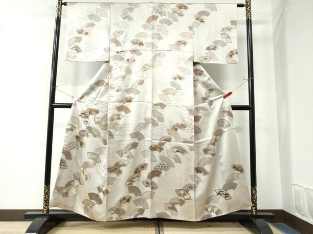 平和屋着物●訪問着 刺繍 扇面吉祥花文 金彩 正絹 逸品 CAAW8390yc