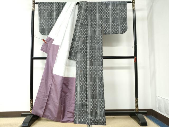 平和屋着物●上質な紬 絣文様 正絹 逸品 CAAW8423yc