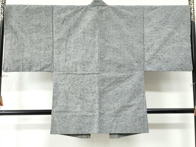 平和屋着物●男性 紬 髭紬羽織セット 色無地 灰青色 正絹 逸品 CAAW8478yc