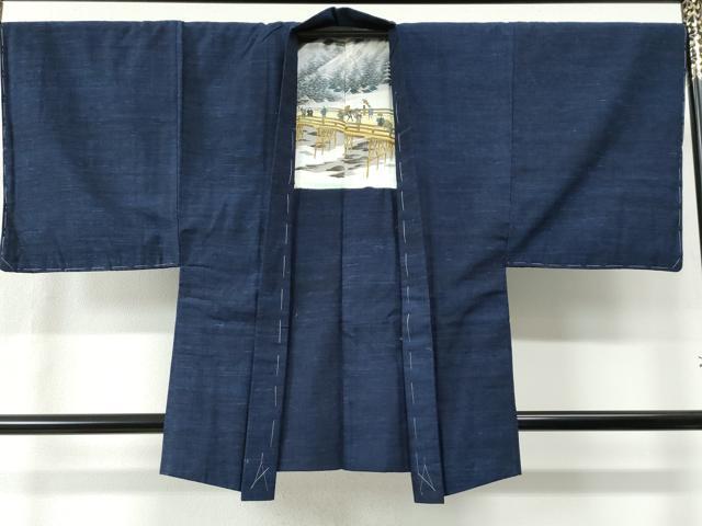 平和屋着物●男性 紬 アンサンブル 霞文 正絹 逸品 未使用 CAAW8479yc