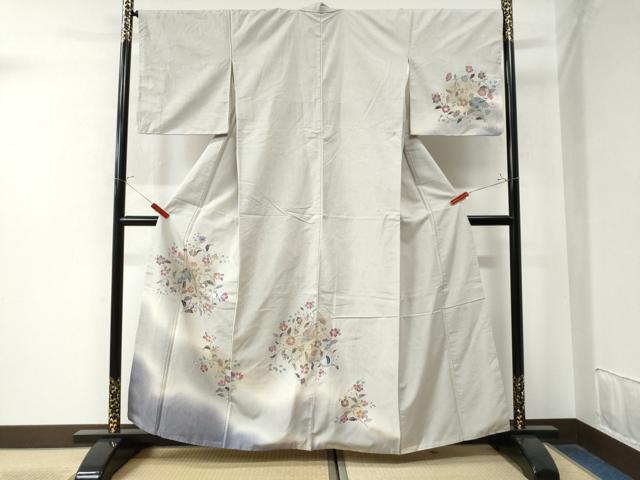 平和屋着物●訪問着 紬地 花鳥文 金彩 正絹 逸品 CAAW8499yc