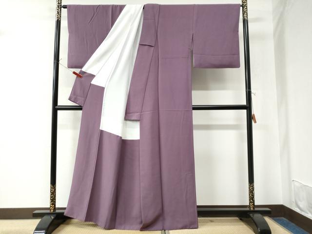 平和屋着物●上質な色無地 江戸紫色 正絹 逸品 CABE8402ycm