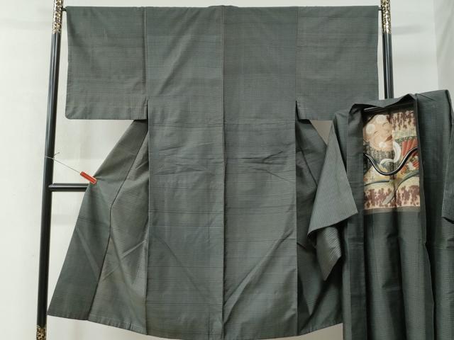 平和屋着物●男性 本場大島紬 アンサンブル 格子 正絹 逸品 CAAW8580yc