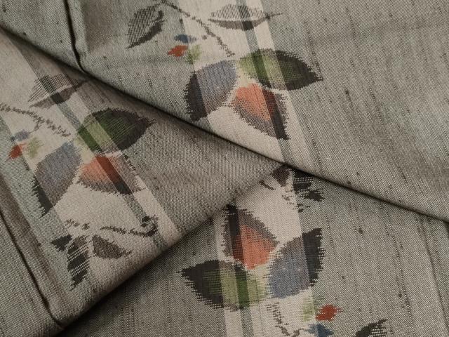 平和屋着物●上質な紬 枝葉文 正絹 逸品 CAAW8620yc