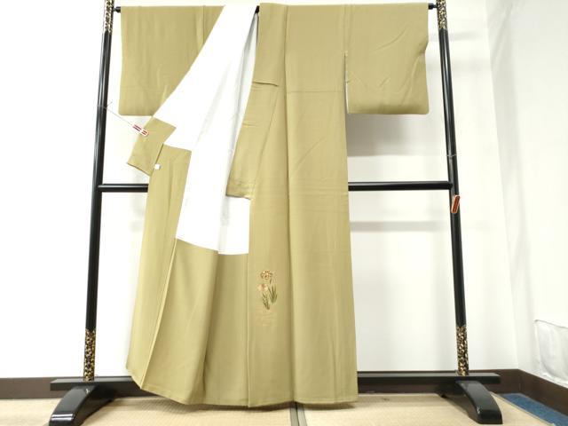 平和屋着物●色留訪問着 杜若 青朽葉色 金彩 正絹 逸品 CAAW8636yc