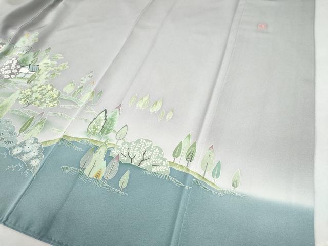 平和屋着物●豪華色留袖 友禅 作家物 風景文 暈し染め ロング丈 正絹 逸品 CAAW8652yc