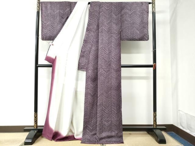 平和屋着物●上質な小紋 総絞り 変わり縞 ロング丈 正絹 逸品 CAAW8653yc
