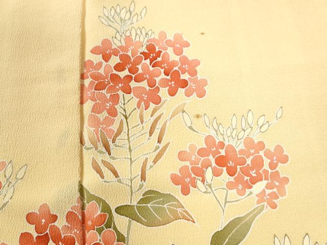 平和屋着物●訪問着 草花文 鬼しぼ縮緬 正絹 逸品 CAAW8739yc